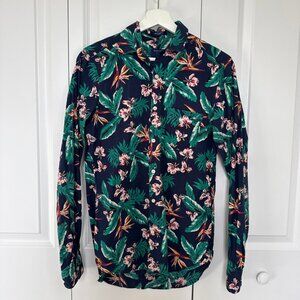 Gant Beach Poplin Fitted Button Up Shirt Size S Floral Longsleeve
